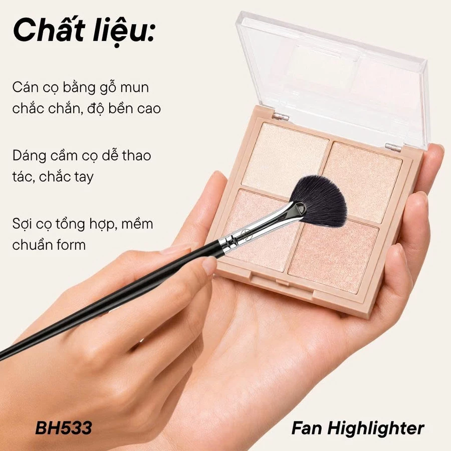 Cọ Quạt Highlight BH Cosmetics Fan Highlighter Brush BH533